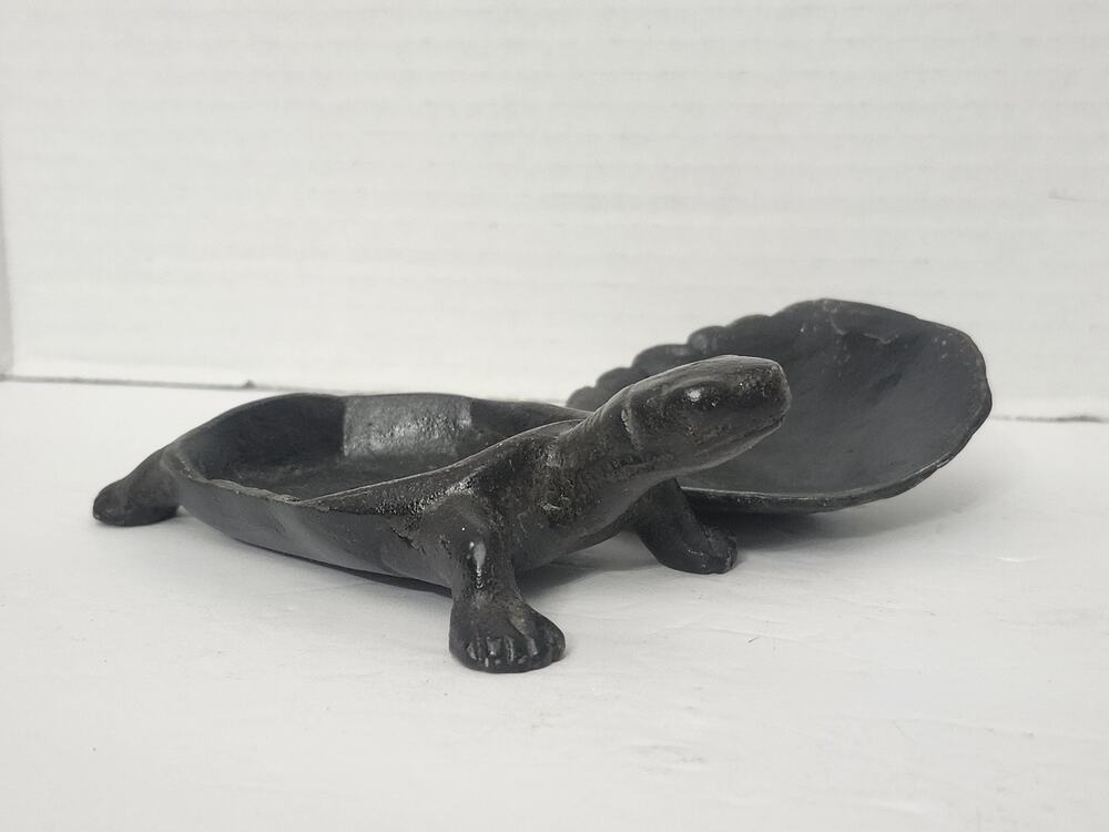 Vintage Cast Iron Turtle Trinket Box Made in Japan Decorative Stash Case Metal